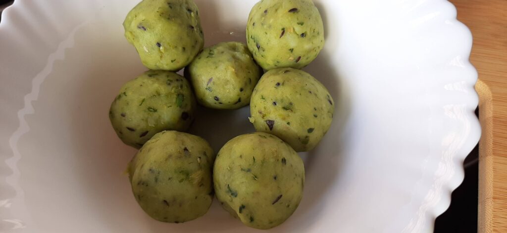 potato stuffing balls in a bowl