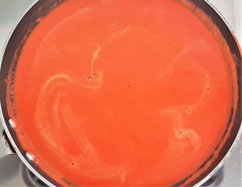 tomato soup in pan