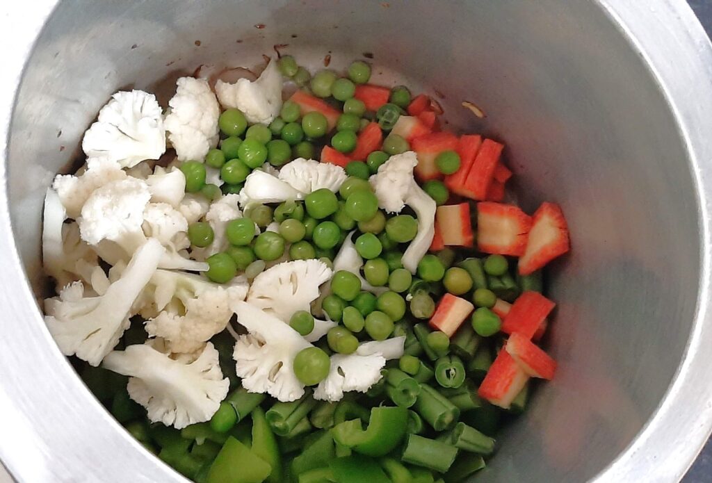sauteing veggies for biryani