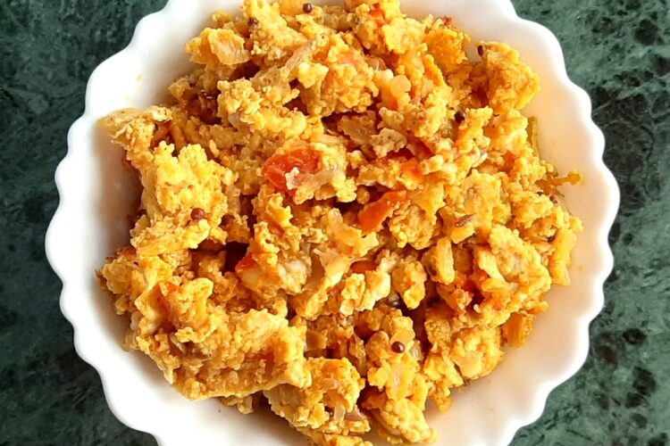 Spicy egg bhurji in bowl