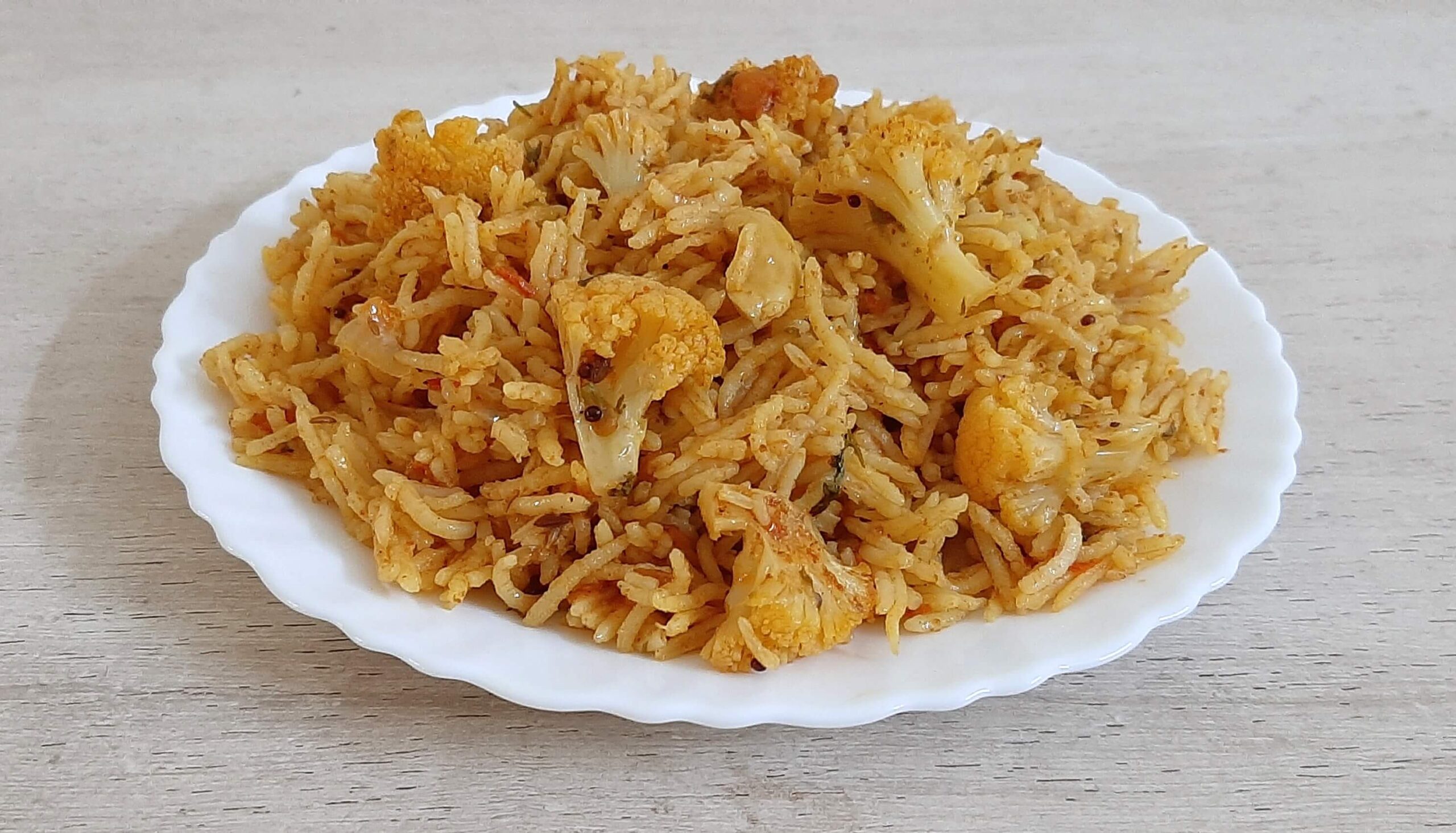 Cauliflower rice[gobi biryani] in plate