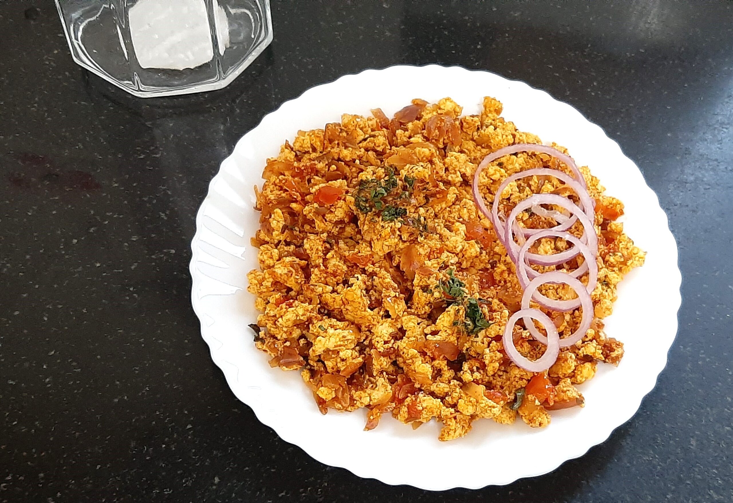 Paneer bhurji in a plate