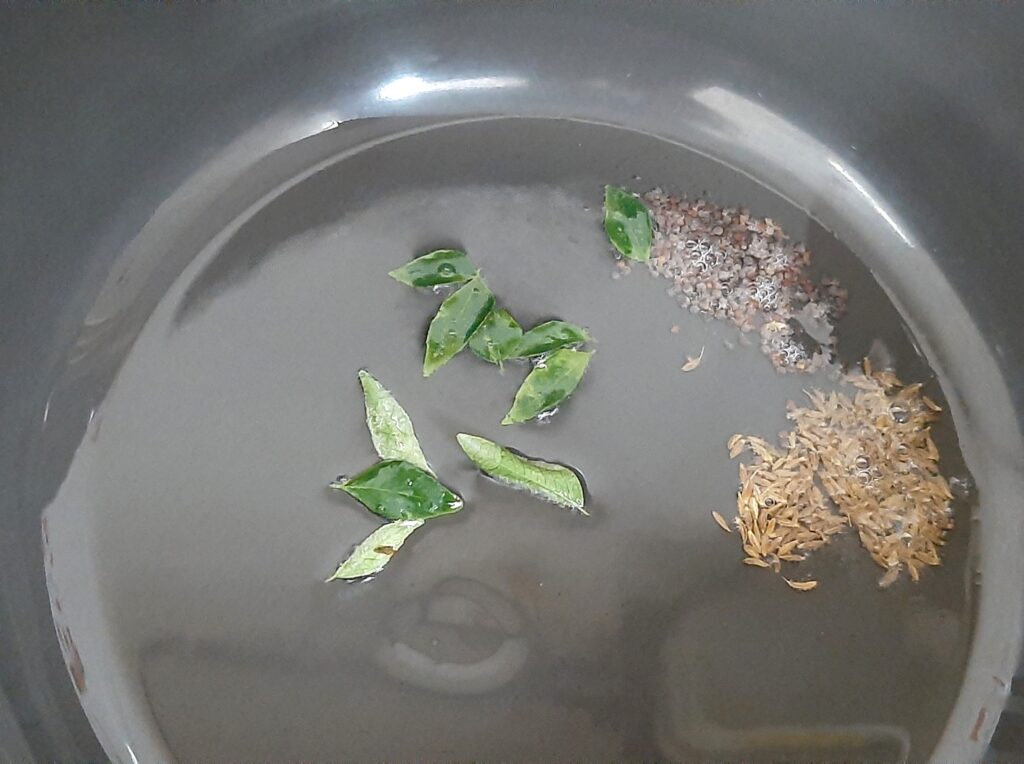 sauteing curry leaves