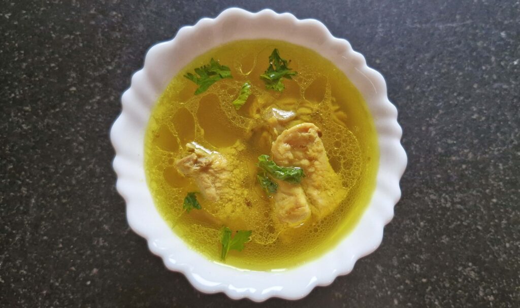 chicken soup in bowl