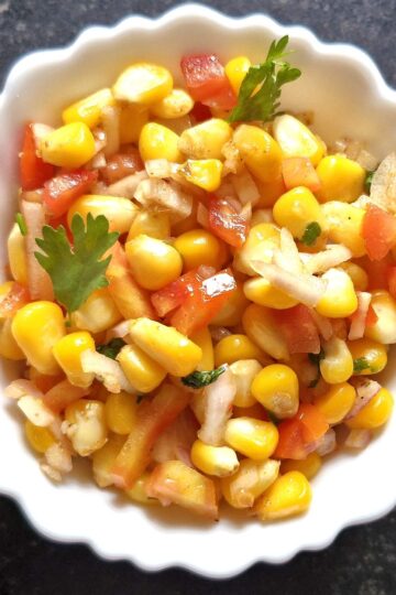 corn chaat in bowl