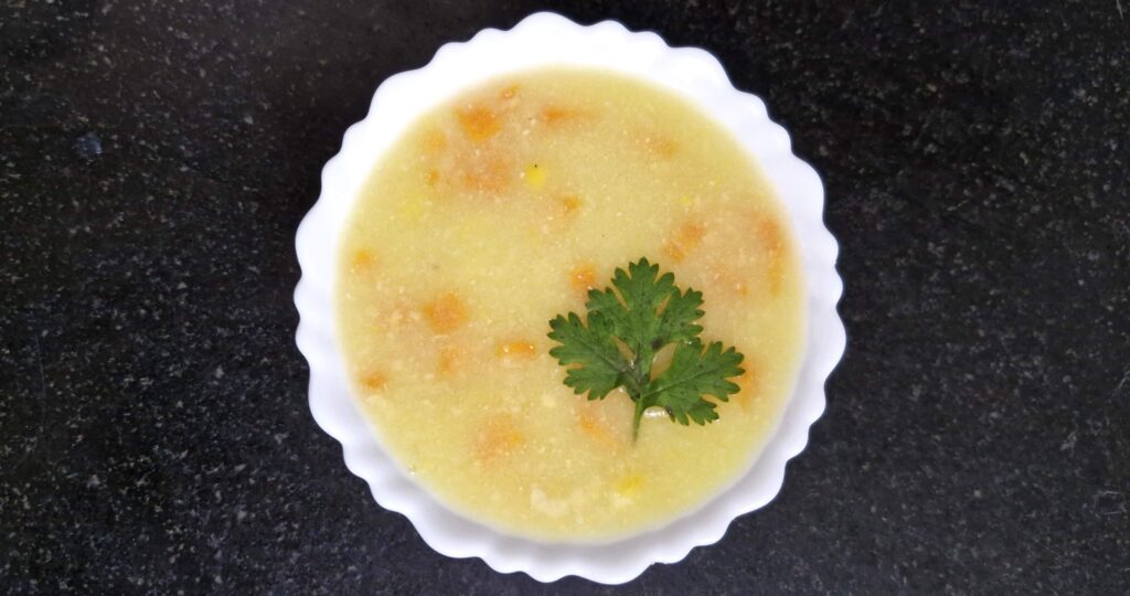 sweet corn soup in bowl