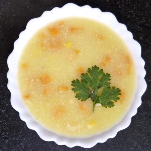 sweet corn soup in bowl