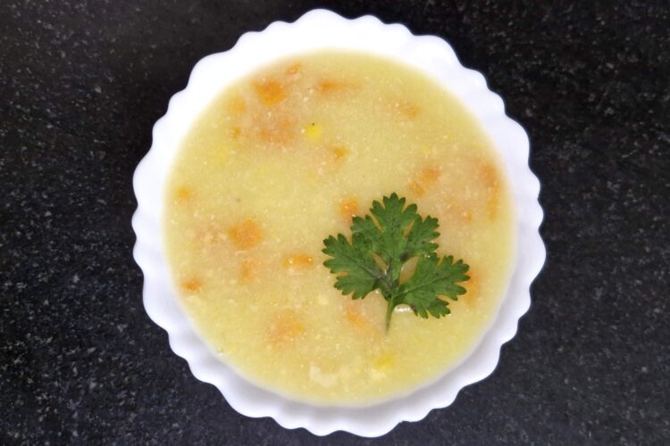 sweet corn soup in bowl